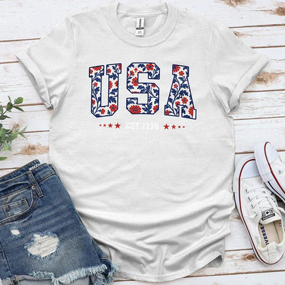 USA Floral Tee - Proud & Free