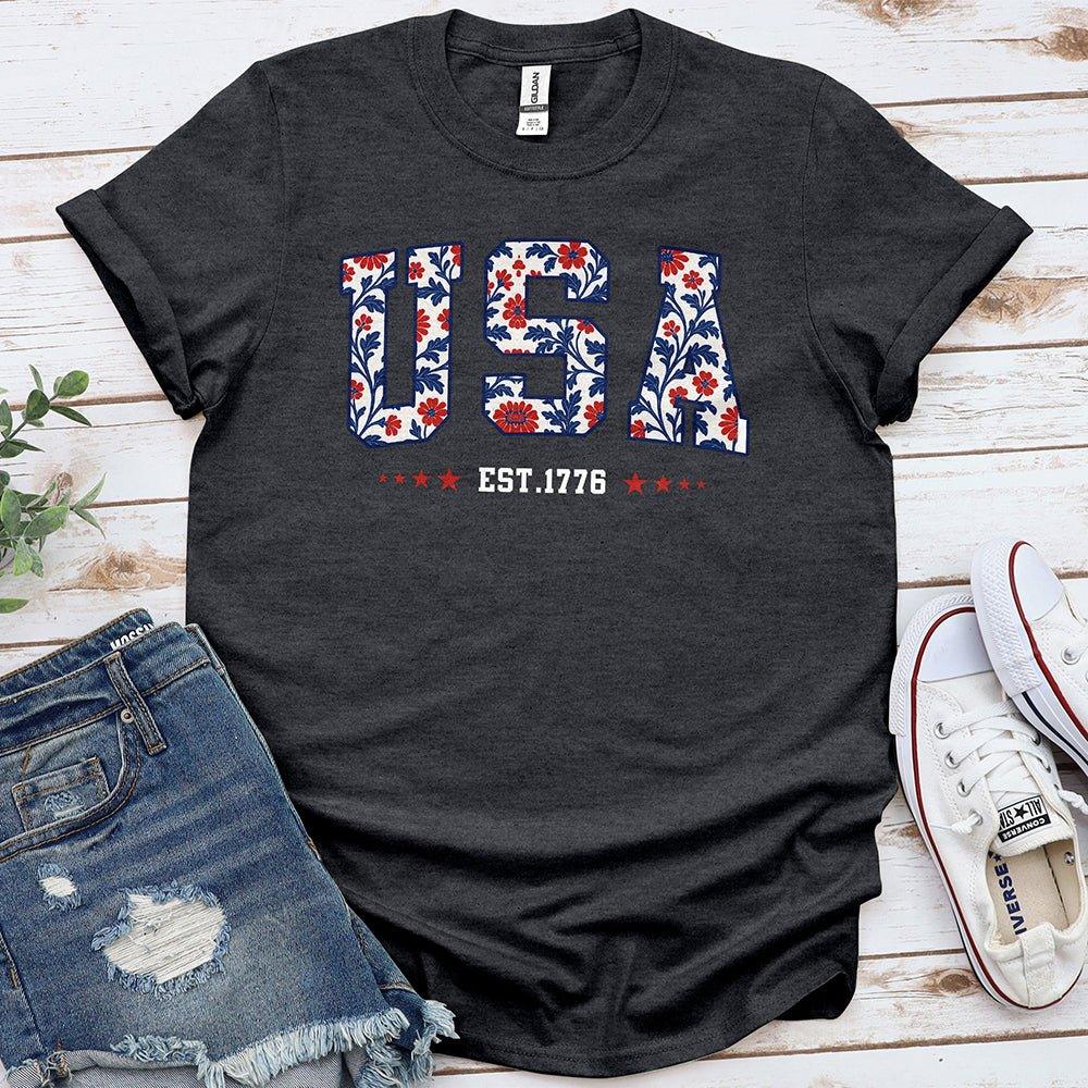 USA Floral Tee - Proud & Free
